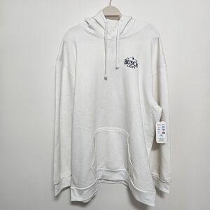 NWT‎ Busch Light Round Logo Beer Hoodie Mens Pockets Sweatshirt Cotton White XXL